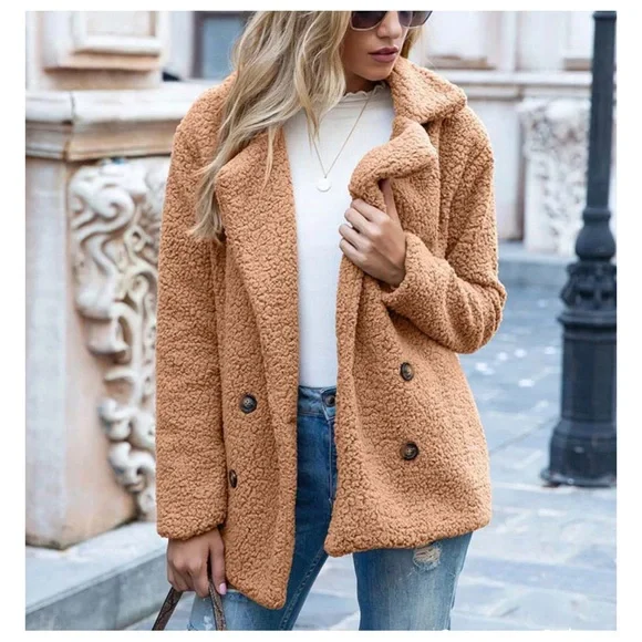 34 Chic Fuzzy Fall Side Pockets Jacket - Picture 1 of 4